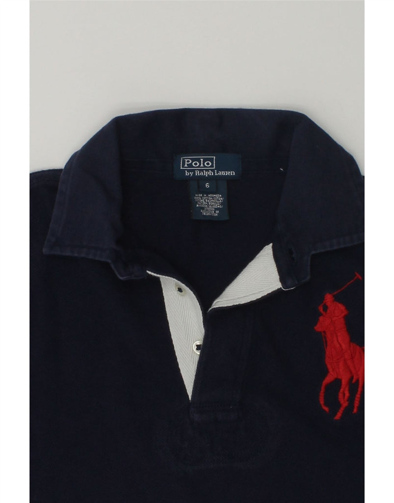 POLO RALPH LAUREN Boys Long Sleeve Rugby Polo Shirt 5-6 Years Navy Blue | Vintage Polo Ralph Lauren | Thrift | Second-Hand Polo Ralph Lauren | Used Clothing | Messina Hembry 