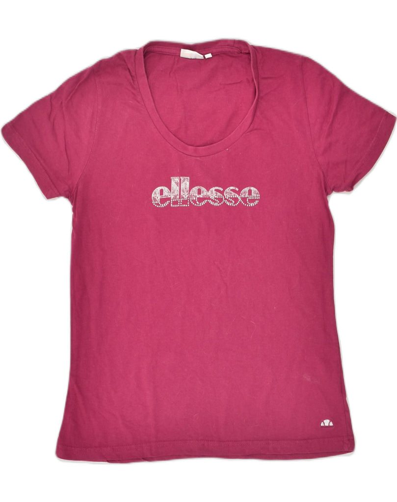 ELLESSE Womens Graphic T-Shirt Top UK 8 Small Pink Cotton | Vintage Ellesse | Thrift | Second-Hand Ellesse | Used Clothing | Messina Hembry 