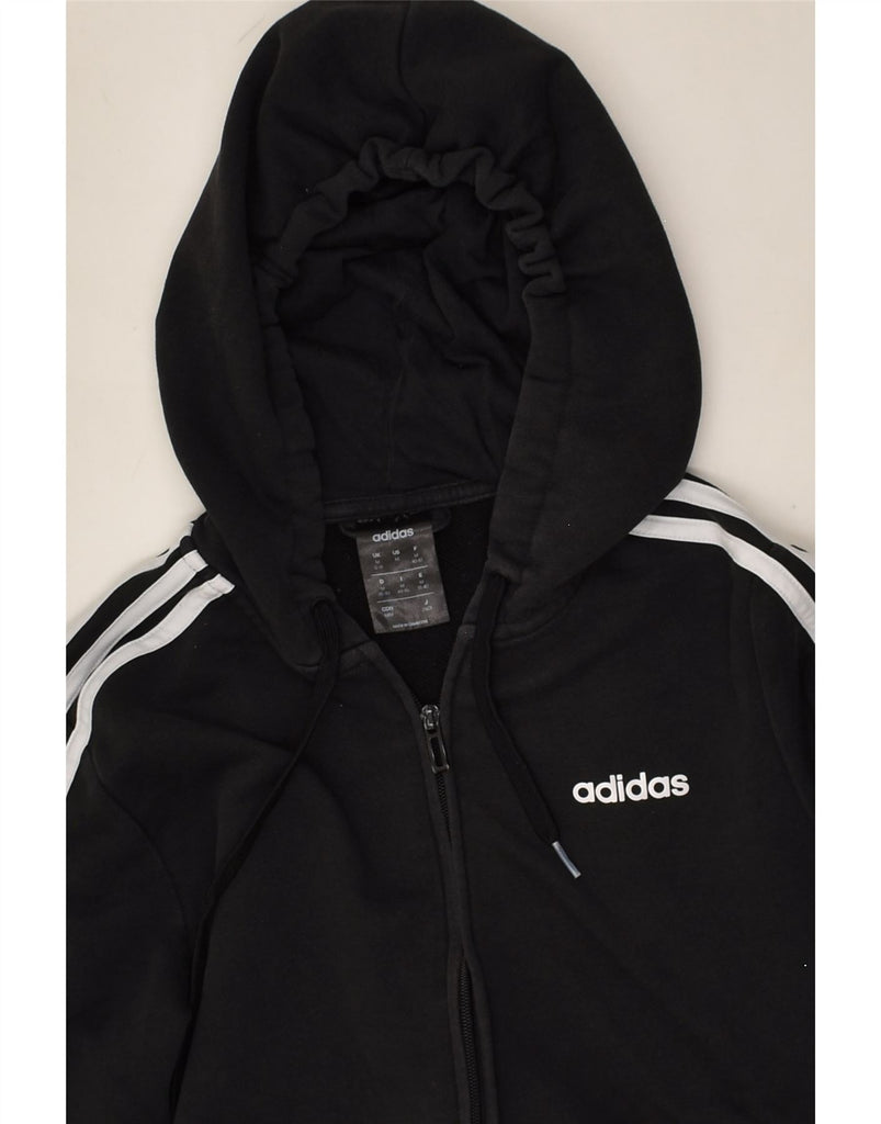 ADIDAS Womens Zip Hoodie Sweater UK 12-14 Medium Black Cotton | Vintage Adidas | Thrift | Second-Hand Adidas | Used Clothing | Messina Hembry 