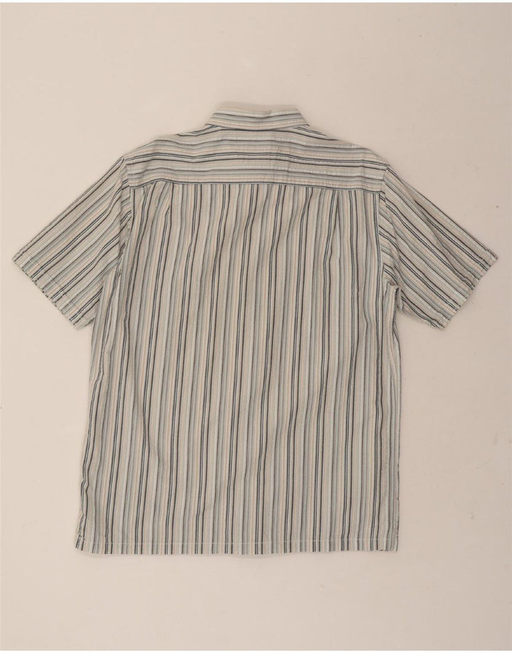 JAMES PRINGLE Mens Short Sleeve Shirt Large Grey Striped Vintage James Pringle and Second-Hand James Pringle from Messina Hembry 