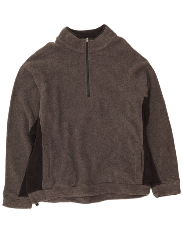 EDDIE BAUER Mens Tall Zip Neck Fleece Jumper Large Grey Colourblock