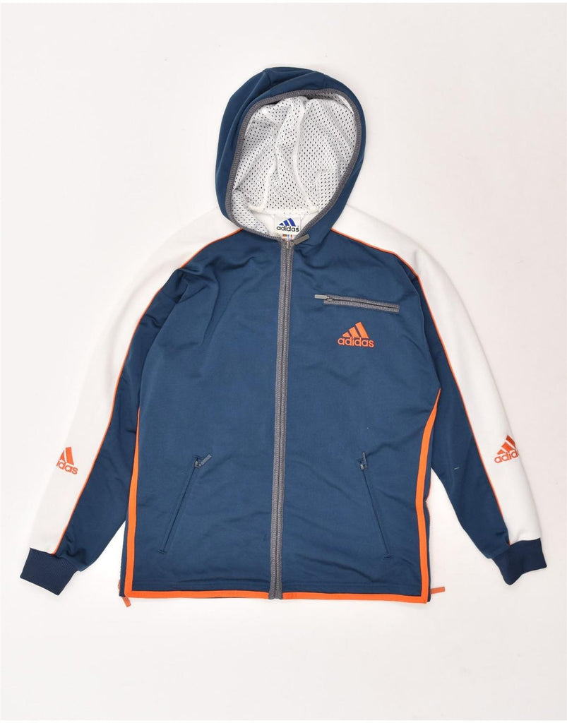 ADIDAS Mens Graphic Zip Hoodie Sweater Size 32/34 XS Blue Colourblock | Vintage Adidas | Thrift | Second-Hand Adidas | Used Clothing | Messina Hembry 