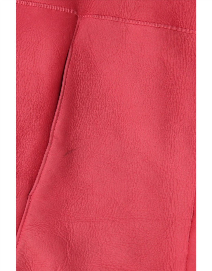 Jake's Womens Loose Fit Shearling Jacket EU 36 Small Pink Leather