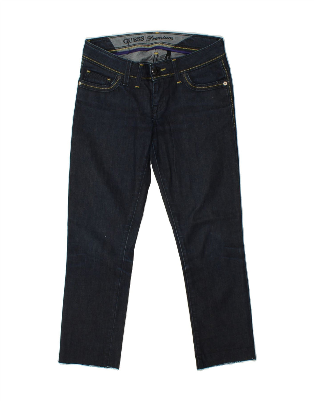 GUESS Womens Premium Cropped Jeans W25 L24 Navy Blue Cotton Vintage Guess and Second-Hand Guess from Messina Hembry 