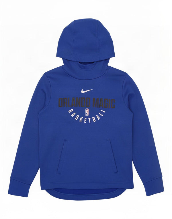 Nike Boys Dri Fit Graphic Hoodie Jumper 10-11 Years Medium Blue Polyester