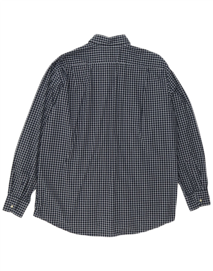 Lacoste Mens Shirt Size 44 XL Navy Blue Gingham Cotton