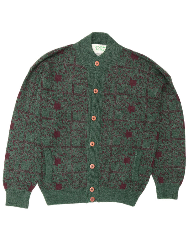 Settebello Mens Cardigan Sweater Large Green Check Wool