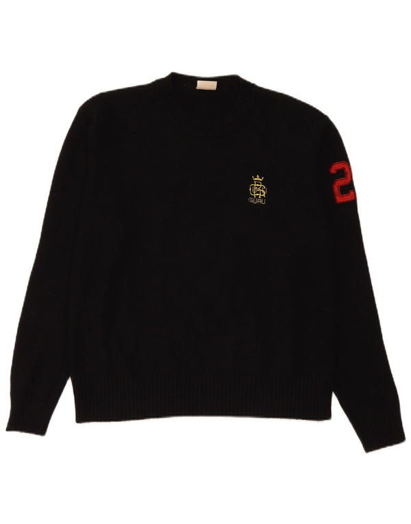 Guru Womens Graphic Crew Neck Jumper Sweater UK 18 XL Black Cotton