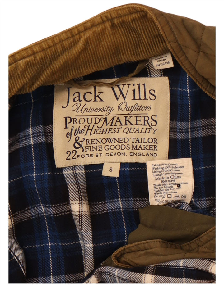 JACK WILLS Mens Military Quilted Jacket UK 36 Small Khaki Cotton