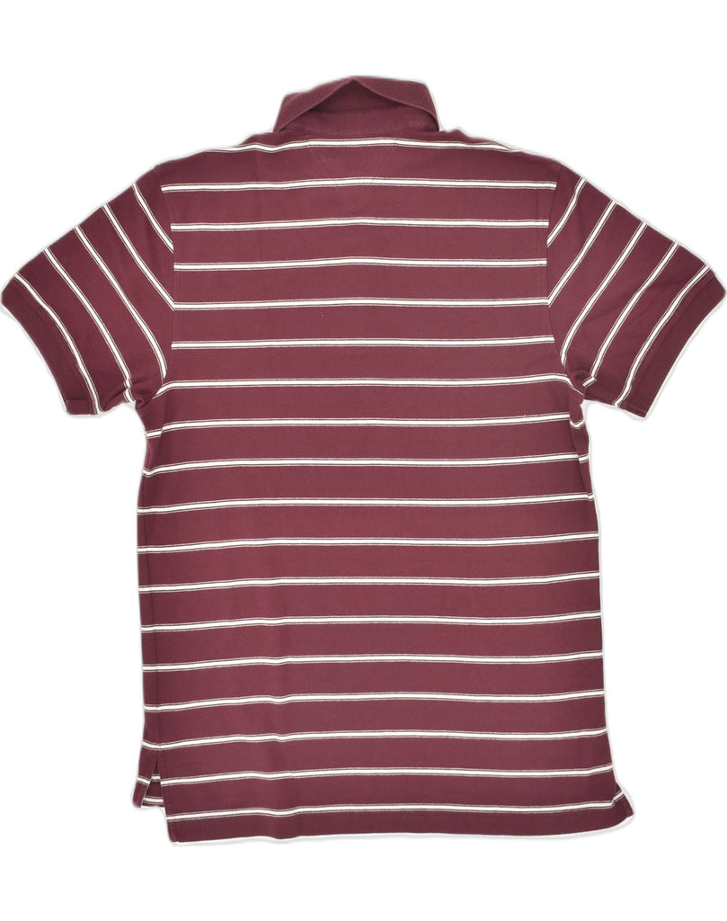 TOMMY HILFIGER Mens Polo Shirt Medium Burgundy Striped Cotton | Vintage Tommy Hilfiger | Thrift | Second-Hand Tommy Hilfiger | Used Clothing | Messina Hembry 