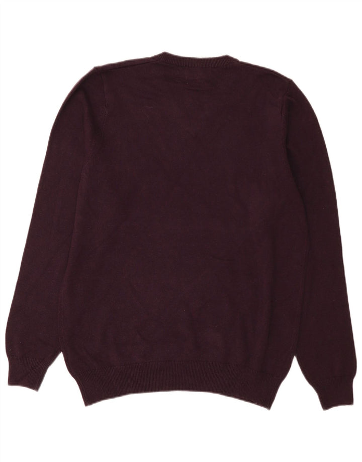 Marks & Spencer Mens V-Neck Jumper Sweater Medium Purple Cotton