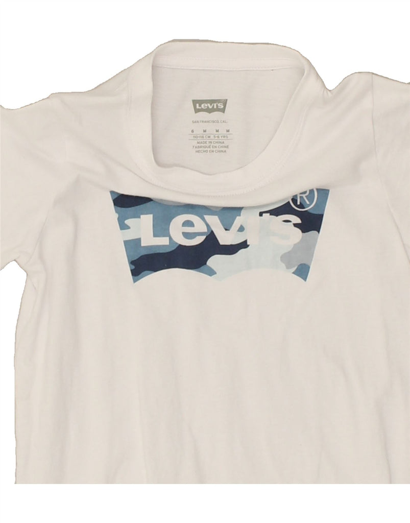 LEVI'S Boys Graphic T-Shirt Top 5-6 Years Medium   White Cotton | Vintage Levi's | Thrift | Second-Hand Levi's | Used Clothing | Messina Hembry 