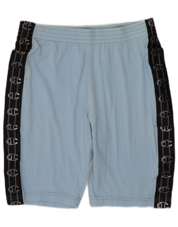 CHAMPION Womens Graphic Sport Shorts UK 14 Large  Blue Colourblock