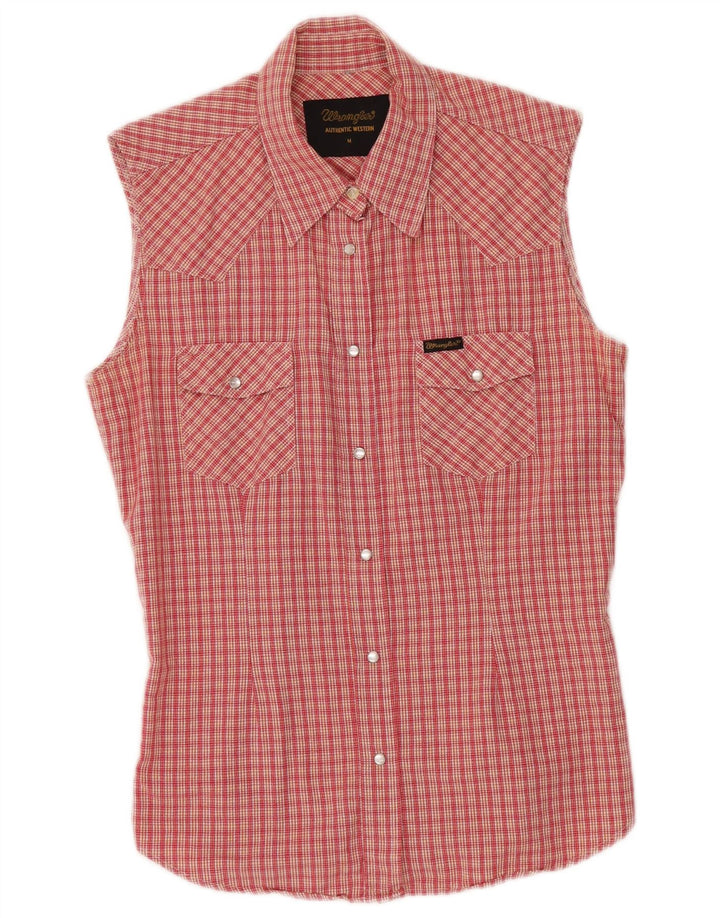 WRANGLER Womens Sleeveless Shirt UK 12 Medium Red Check Polyester