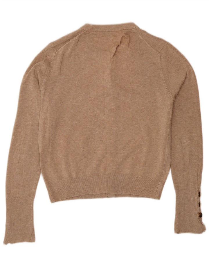 Zara Womens Crop Cardigan Sweater UK 10 Small Brown