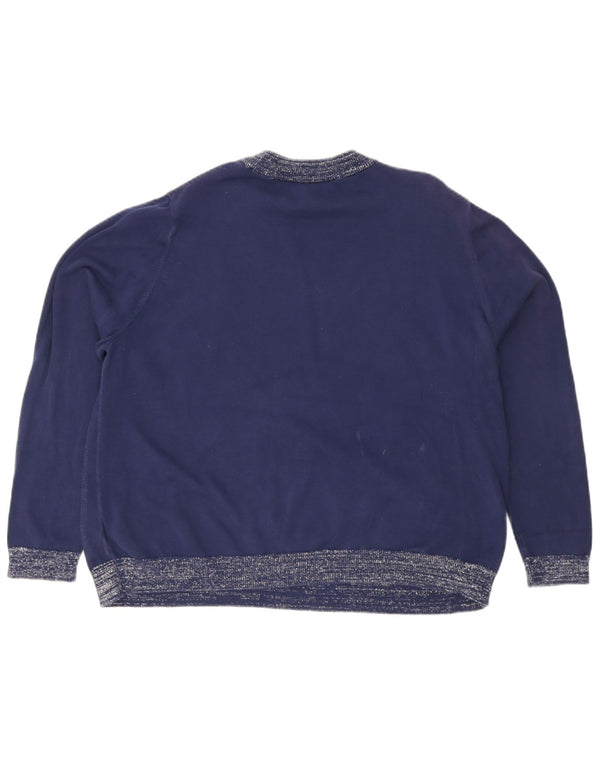 Marks & Spencer Womens Crew Neck Jumper Sweater UK 22 3XL Blue Floral
