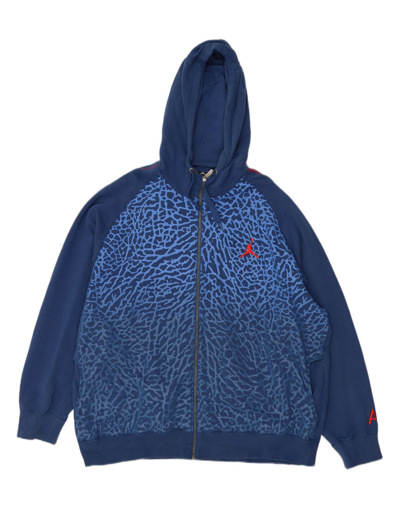 JORDAN Mens Zip Hoodie Sweater 3XL Blue Animal Print Cotton Vintage Jordan and Second-Hand Jordan from Messina Hembry 