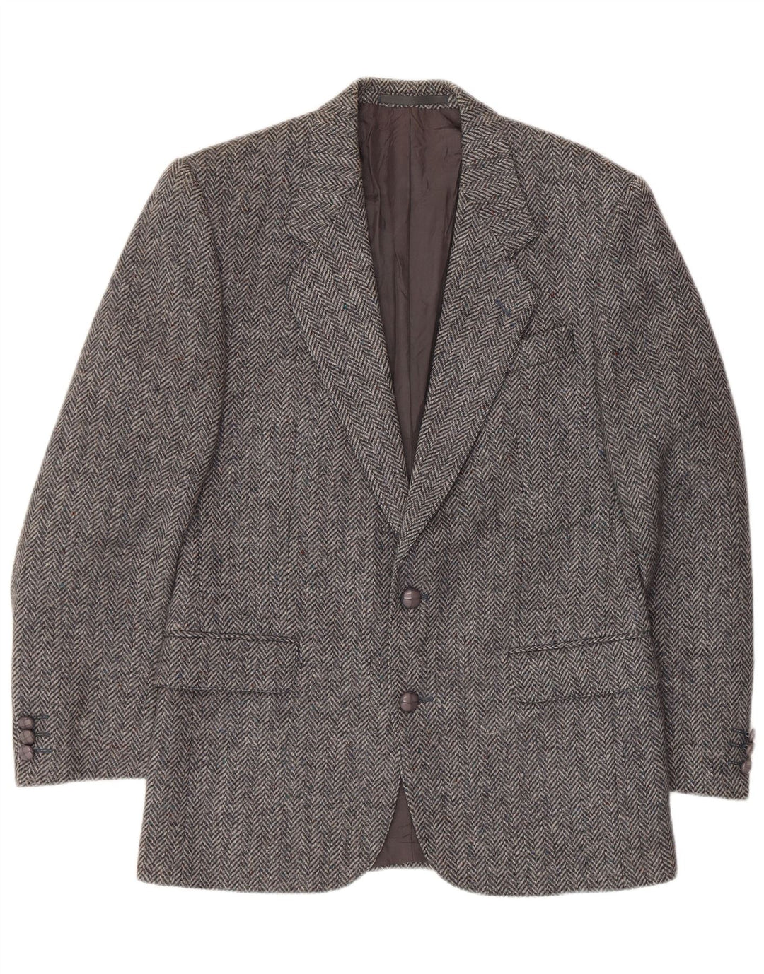 Wellington Mens Donegal Tweed Blazer Jacket UK 38 Medium Grey Herringbone