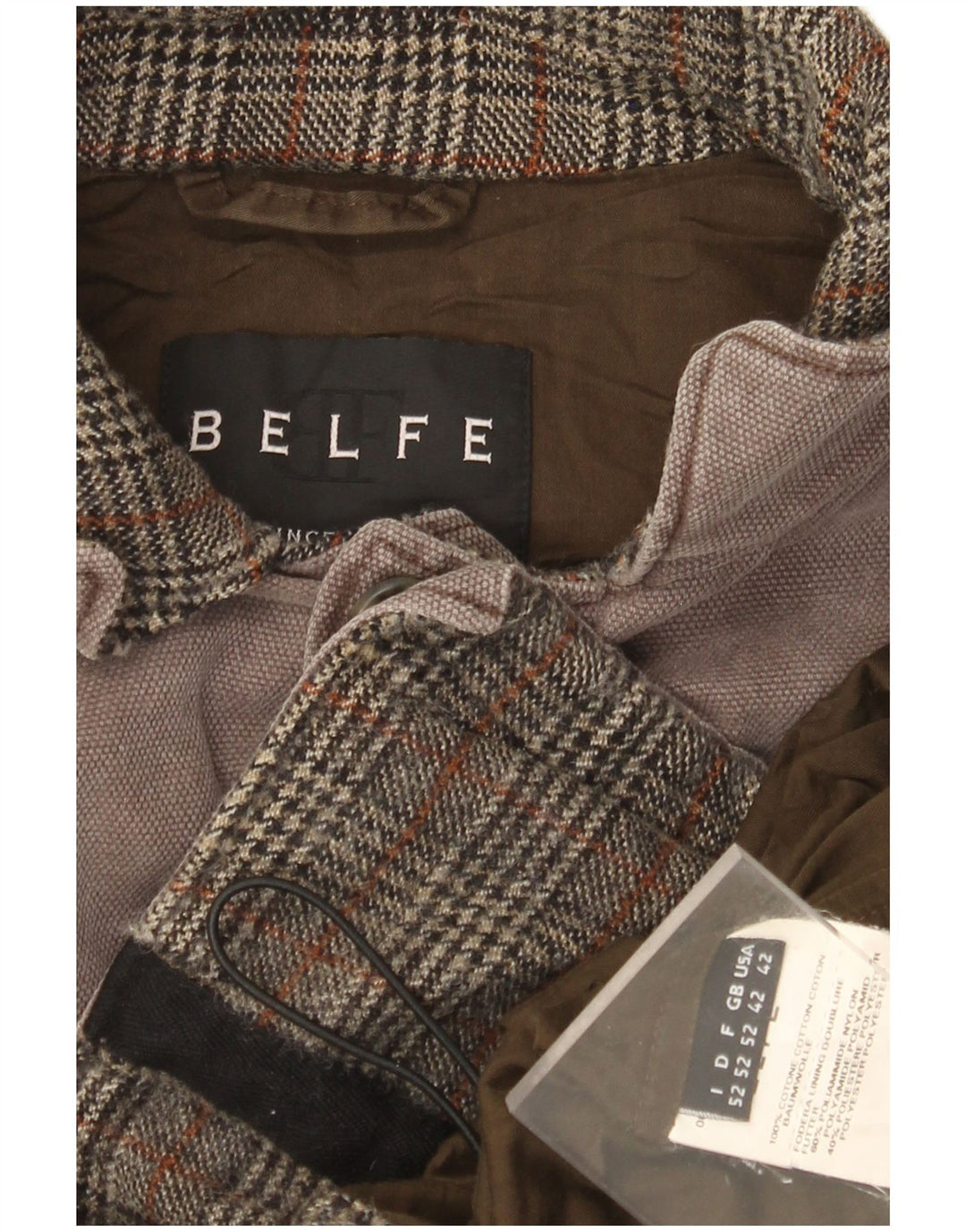 BELFE Mens Military Utility Jacket IT 42 XL Grey Cotton