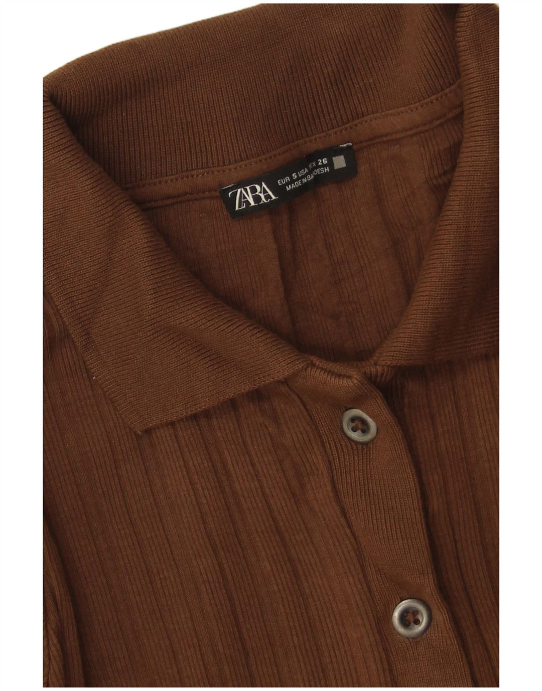 Zara Womens Crop Cardigan Sweater UK 10 Small Brown