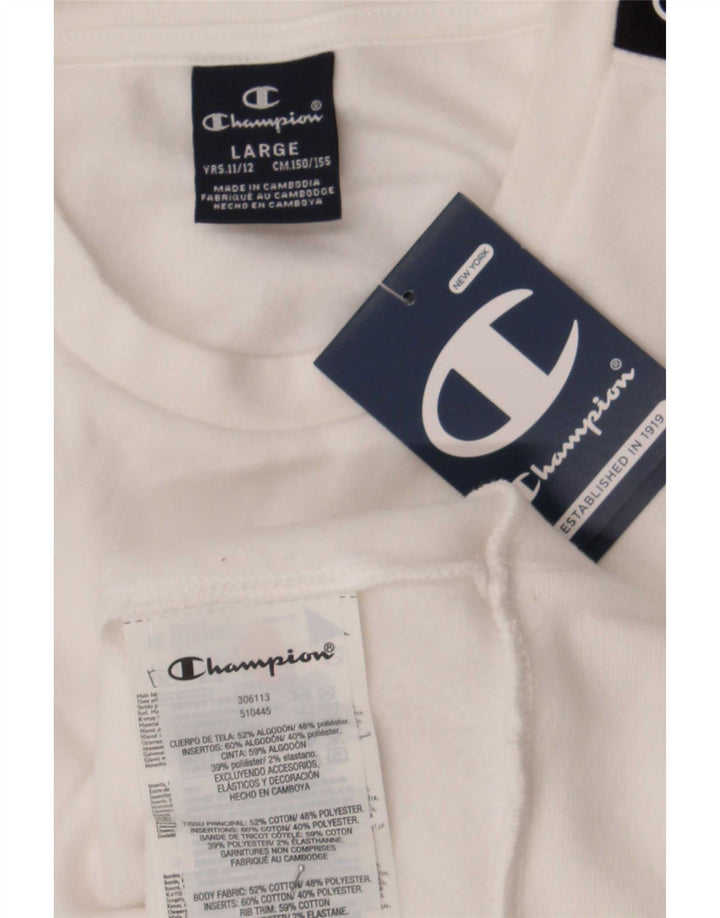 Champion Boys Graphic Sweatshirt Jumper 11-12 Years Large White Colourblock