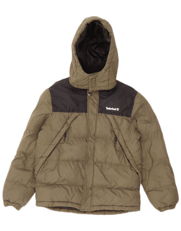 Timberland Boys Hooded Padded Jacket 11-12 Years Green Colourblock