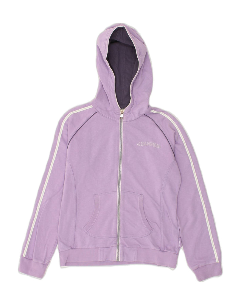 CHAMPION Girls Zip Hoodie Sweater 11-12 Years Large  Purple Cotton | Vintage Champion | Thrift | Second-Hand Champion | Used Clothing | Messina Hembry 