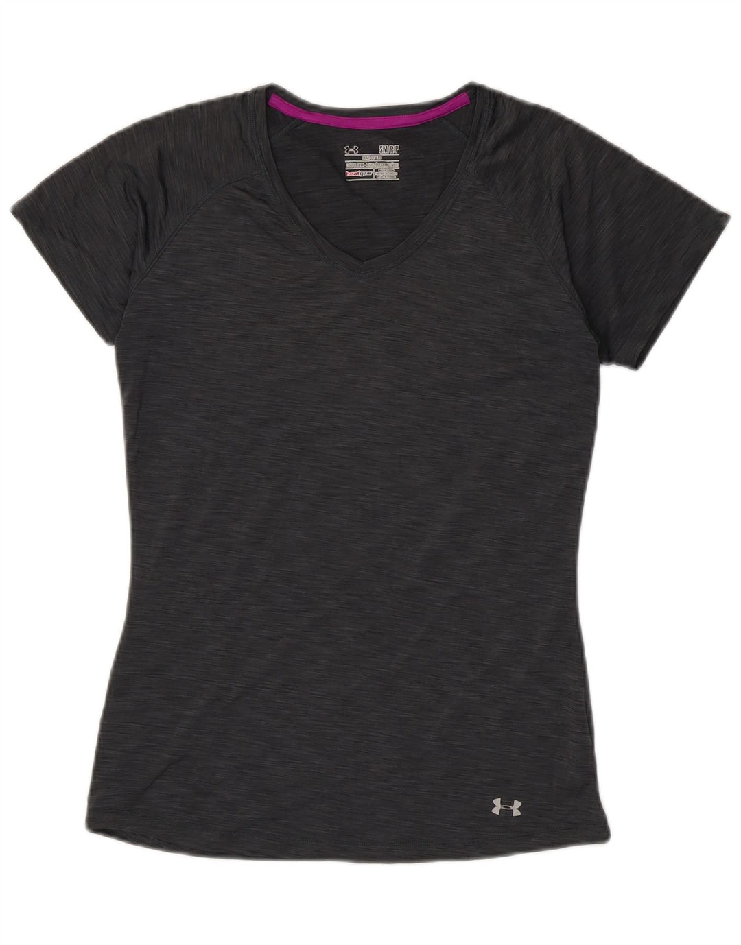 Under Armour Womens Heat Gear T-Shirt Top UK 10 Small Grey Polyester