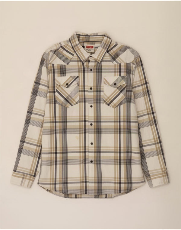 Wrangler Mens Western Shirt 3XL Beige Plaid Cotton