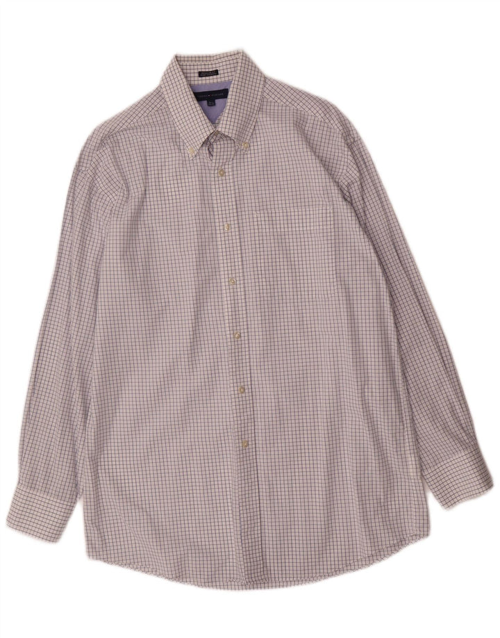 TOMMY HILFIGER Mens Regular Fit Shirt Size 15 1/2 Medium White Check