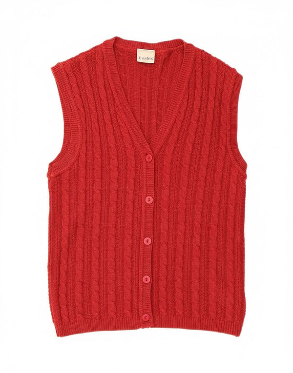 Eastex Womens Sleeveless Cardigan Sweater UK 10 Small Red Acrylic