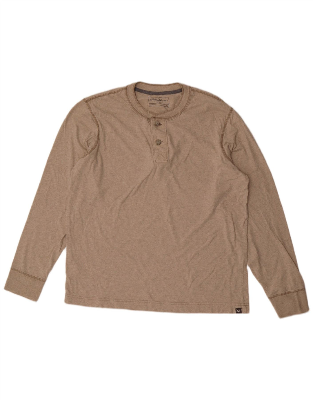 Eddie Bauer Mens Top Long Sleeve Large Beige Cotton