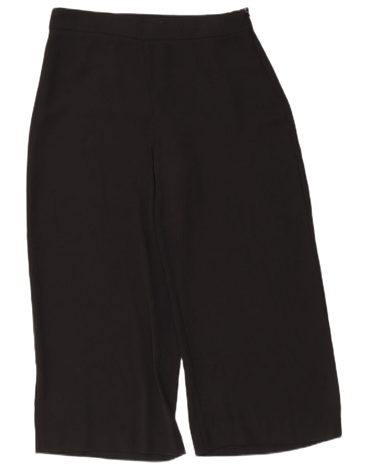 Zara Womens High Waist Wide Leg Capri Trousers Medium W30 L22 Black