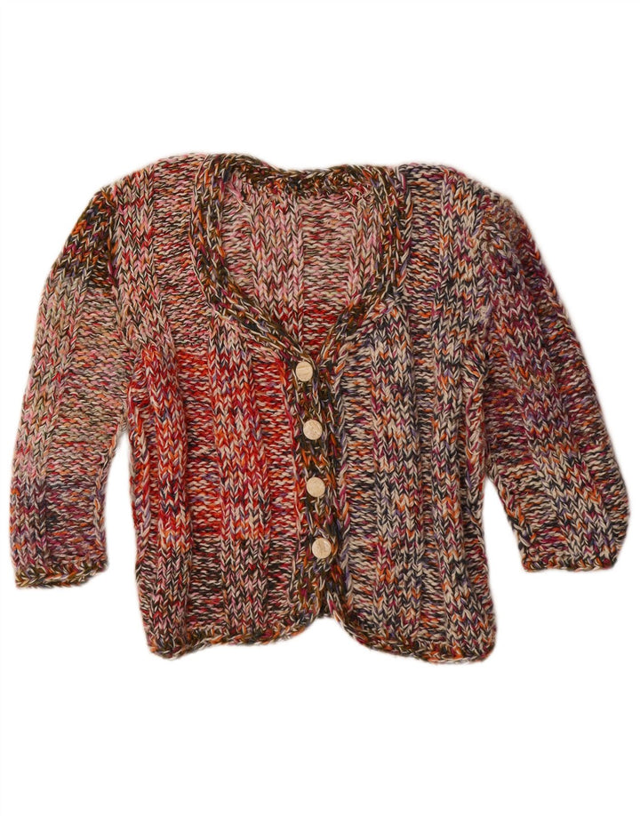 Vintage Womens 3/4 Sleeve Cardigan Sweater UK 12 Medium Multicoloured