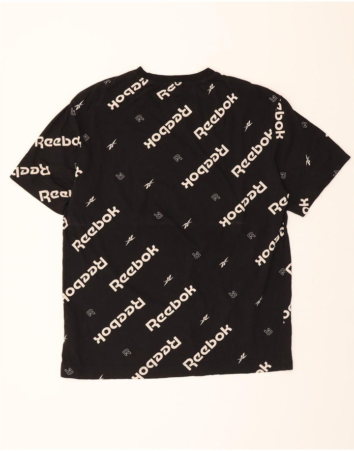 REEBOK Mens Graphic T-Shirt Top Medium Black Cotton Vintage Reebok and Second-Hand Reebok from Messina Hembry 