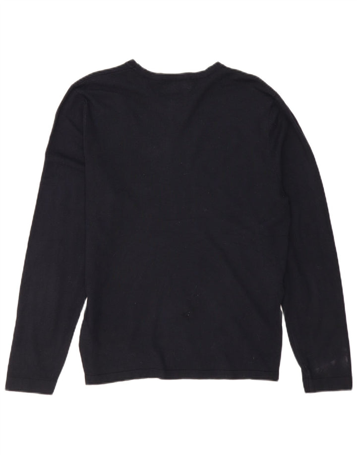 Zara Mens Boat Neck Jumper Sweater Medium Navy Blue Viscose