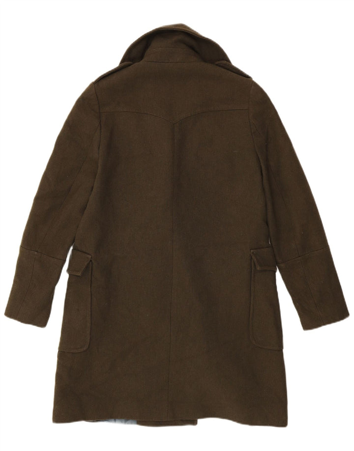 Zara Womens Double Breasted Coat UK 10 Small Khaki