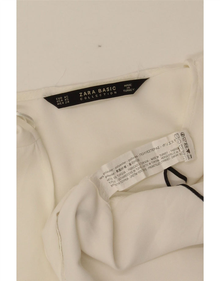 Zara Womens 3/4 Sleeve Blouse Top UK 6 XS White Polyester