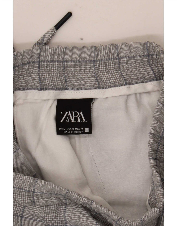 Zara Mens Slim Chino Trousers Medium W31 L28 Grey Houndstooth