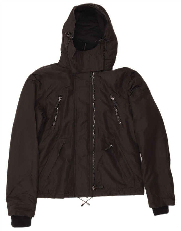 Superdry Womens Hooded Windbreaker Jacket UK 12 Medium Black
