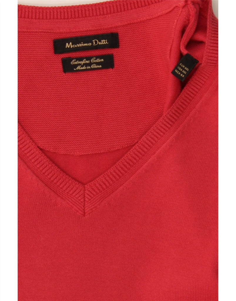 MASSIMO DUTTI Womens V-Neck Jumper Sweater UK 20 2XL Pink Cotton Vintage Massimo Dutti and Second-Hand Massimo Dutti from Messina Hembry 