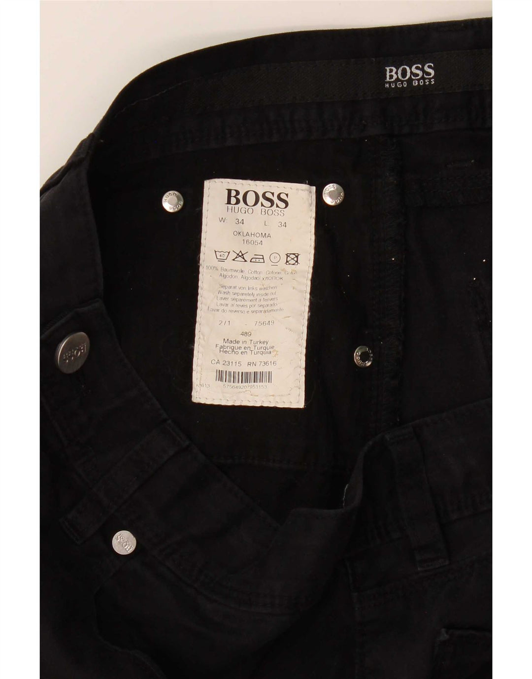 Hugo Boss Mens Straight Jeans W34 L34 Black Cotton