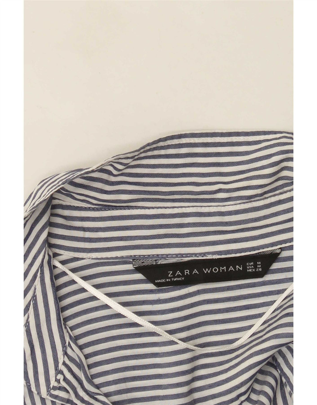 Zara Womens Shirt UK 14 Medium Navy Blue Pinstripe