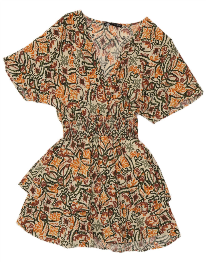 Zara Womens Tiered Dress UK 8 Small Multicoloured Floral