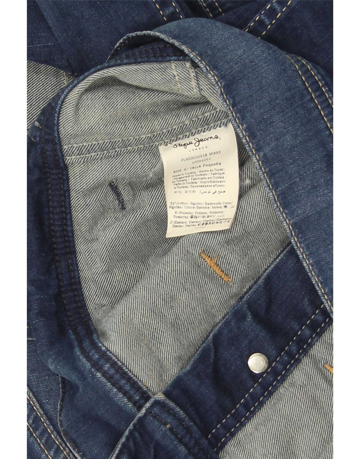 PEPE Jeans Womens Crop Denim Jacket UK 10 Small Blue Cotton