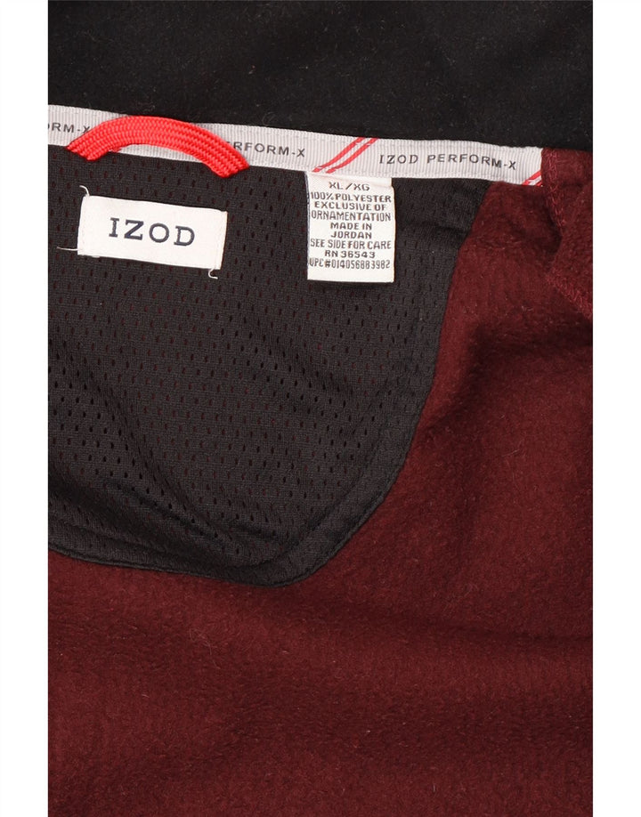 Izod Mens Fleece Jacket UK 42 XL Burgundy Colourblock Polyester
