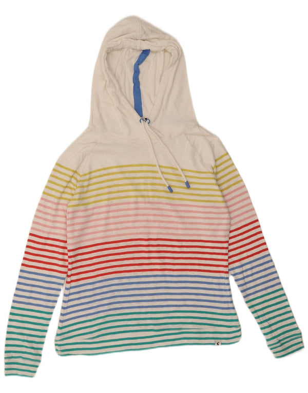 Joules Womens Hoodie Jumper UK 14 Medium Multicoloured Striped Cotton