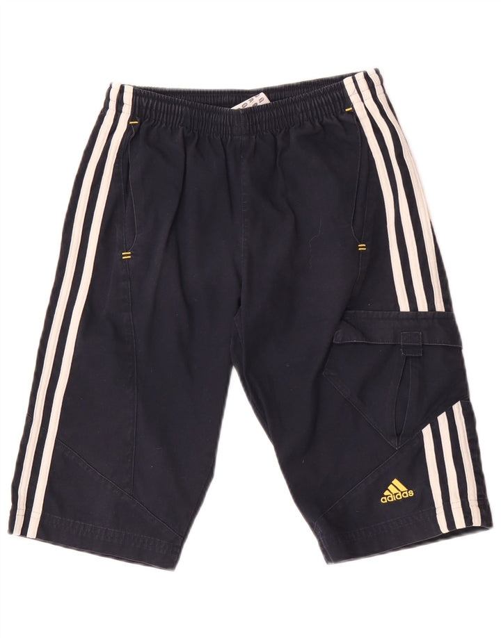 Adidas Boys Cargo Shorts 9-10 Years W24 Navy Blue Cotton
