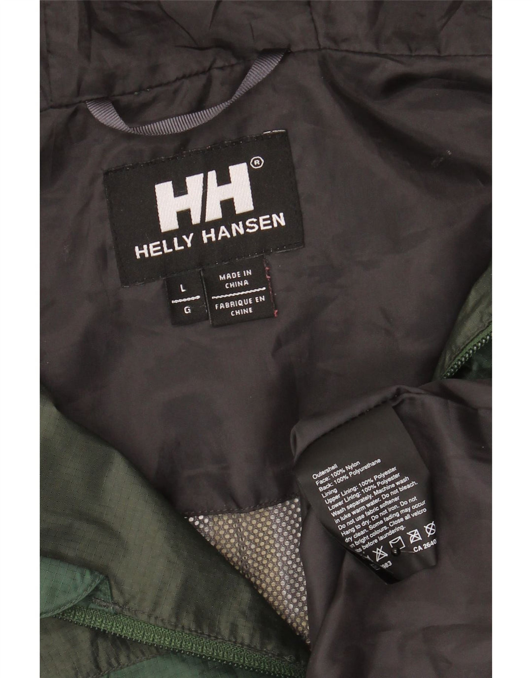 Helly Hansen Mens Hooded Rain Jacket UK 40 Large Green Colourblock Nylon