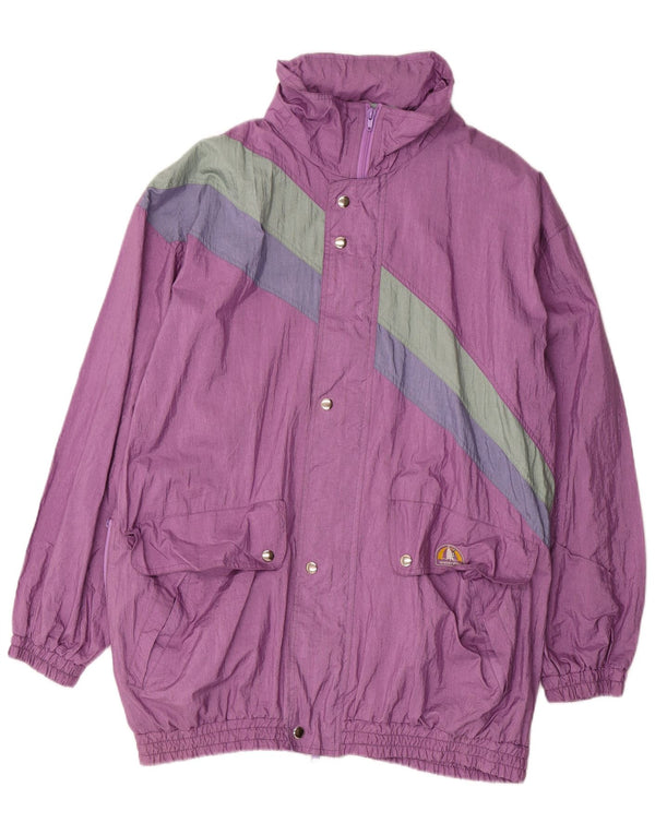 VINTAGE Mens Loose Fit Raincoat UK 38 Medium Purple Colourblock Polyamide